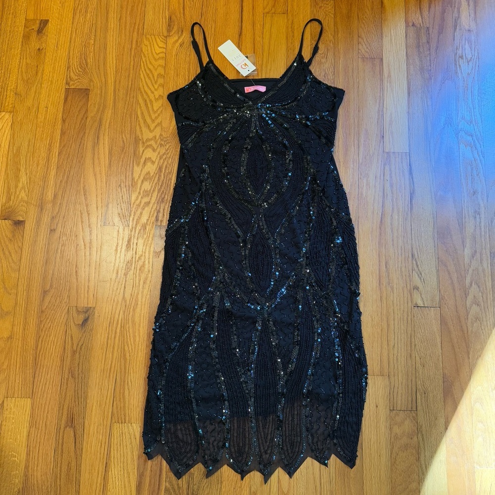 Flapper Style Black Sequin Sleeveless Mini Dress